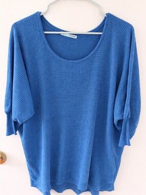 Maurices Blue Waffle Knit Scoop Neck Top